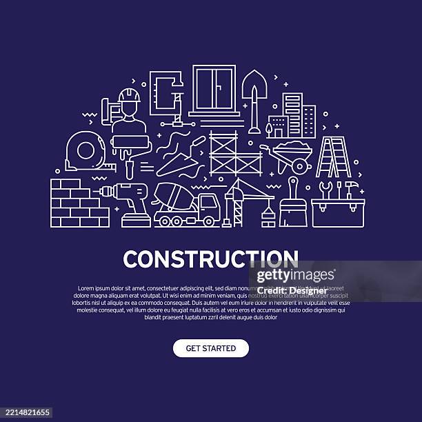construction related vector illustration. architecture, buildings, contractor, development - construction building stock illustrations