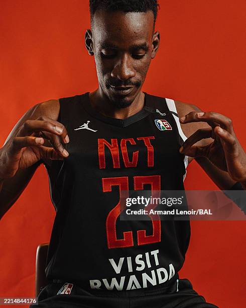 Tylor Ongwae of Nairobi City Thunder poses for a portrait during the Nile Conference group Media Day on May 15, 2025 at BK Arena in Kigali, Rwanda....