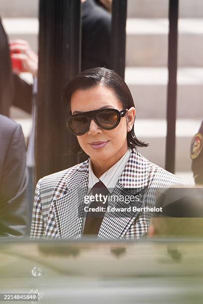 Kris Jenner arrives at the Palais de Justice, on May 13, 2025 in Paris, France.