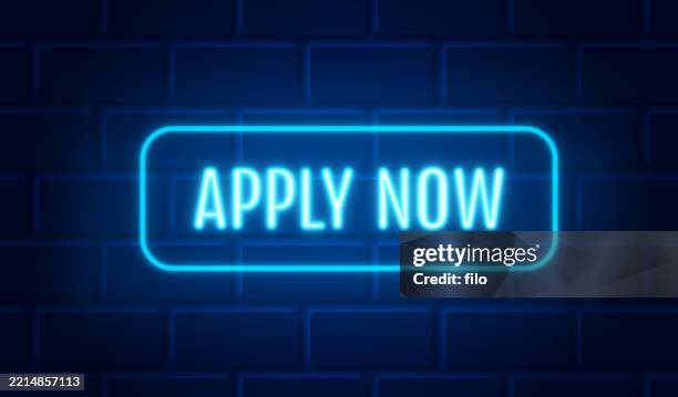 apply now hiring job neon light sign - entertainment building stock illustrations