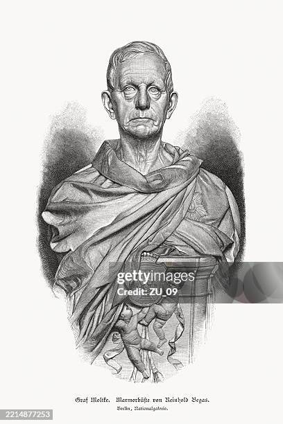 helmuth von moltke (1800-189), prussian field marshal., woodcut, published 1892 - cherub statue stock illustrations