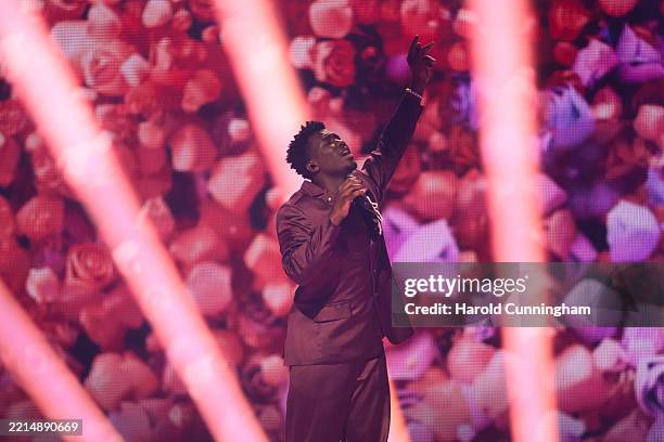 Claude representing Netherlands performs during the rehearsal ahead of Semi Final Round 1 of the 69th Eurovision Song Contest Opening Ceremony at...