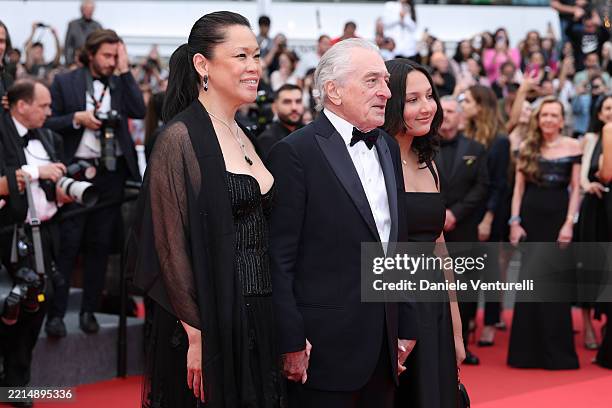 Tiffany Chen, Robert De Niro and Helen Grace De Niro attend the red carpet for the opening ceremony and "Partir Un Jour" screening at the 78th annual...