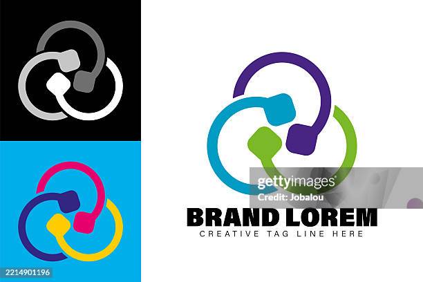 rotary movement colorful graphic element brand template - education logo stock illustrations