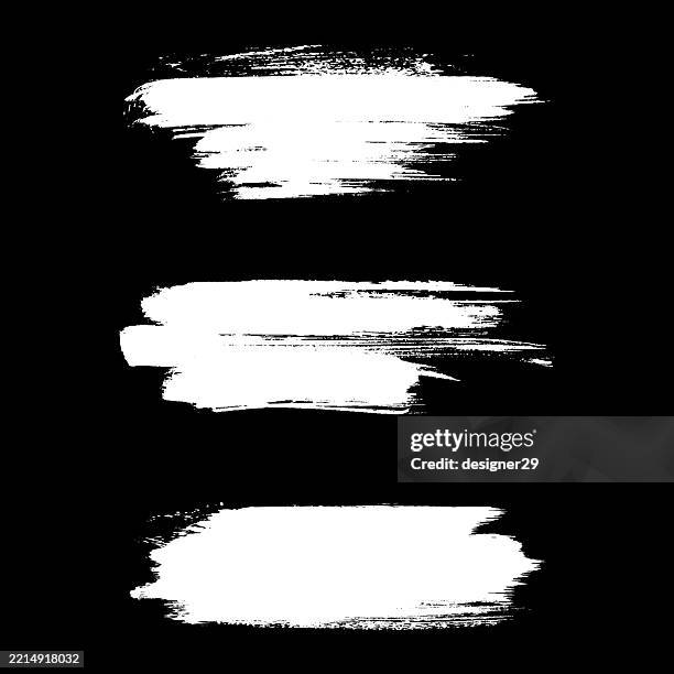 illustrations, cliparts, dessins animés et icônes de grunge texturé coup de pinceau blanc ensemble conception vectorielle - gomme