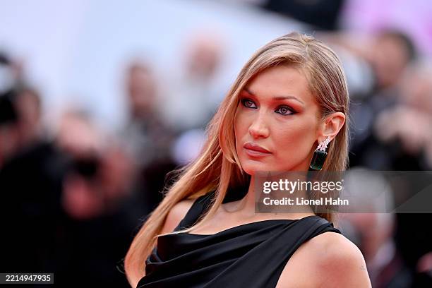 Bella Hadid attends the red carpet for the opening ceremony and "Partir Un Jour" screening at the 78th annual Cannes Film Festival at Palais des...