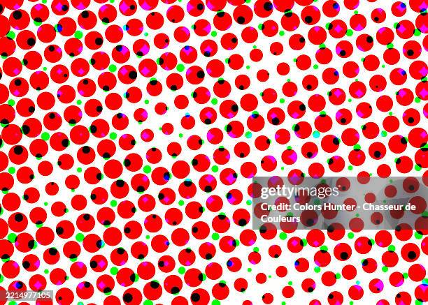 red, green, black, and pink dots on a white background. bright colors.full frame 4:3 format.paris, france. - échantillon de papier peint photos et images de collection