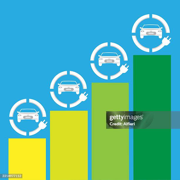 autonomous car graph - electric car charge stock illustrations