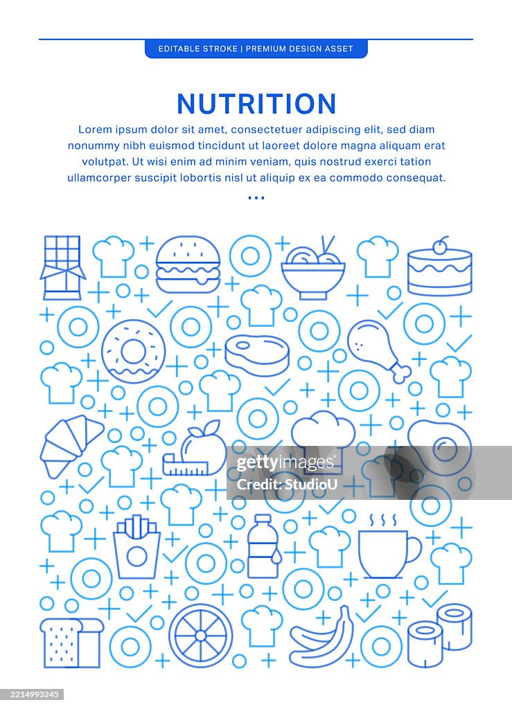 Nutrition Icons in Line Style Illustration