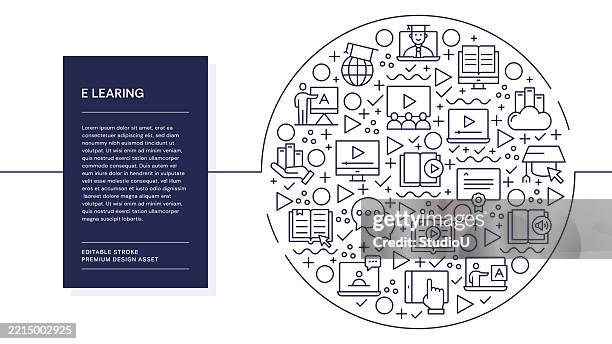 e-learning line art illustration - college application stock illustrations