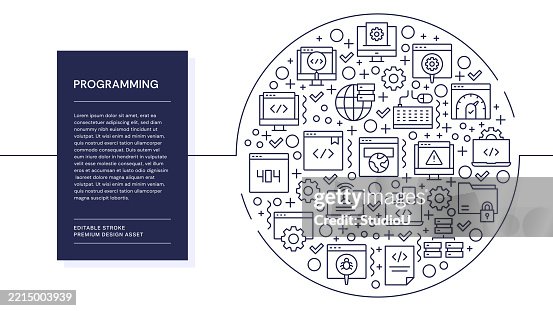 Programming Line Drawing Programming Line Art Illustration High-Res Vector Graphic - Getty Images