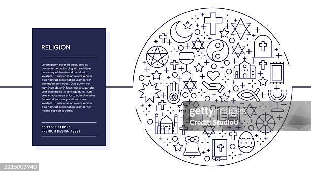ilustraciones, imágenes clip art, dibujos animados e iconos de stock de ilustración de arte lineal de religión - religión
