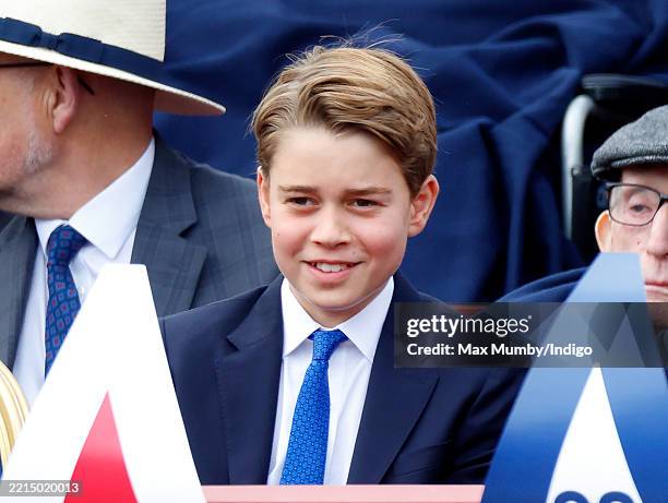 Prince George of Wales attends a military procession, down The Mall, to mark the 80th anniversary of VE Day on May 5, 2025 in London, England. The...