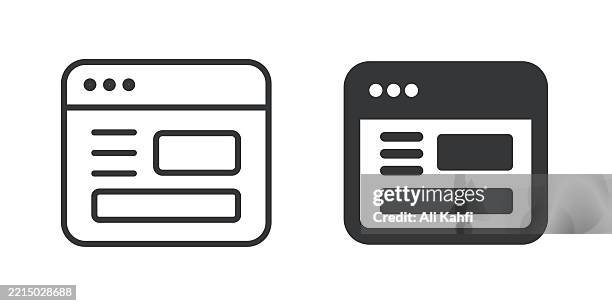 web template thin line and glyph solid icon. editable stroke and perfect pixel isolated on transparent background - user experience designer stock illustrations