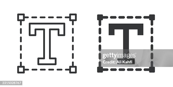 Type Tool thin line and glyph solid icon. Editable stroke and perfect pixel isolated on transparent background Type Tool thin line and glyph solid icon. Editable stroke and perfect pixel isolated on transparent background
