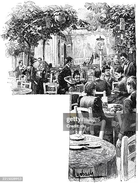 vienna, café in the prater amusement park - prater amusement park stock illustrations