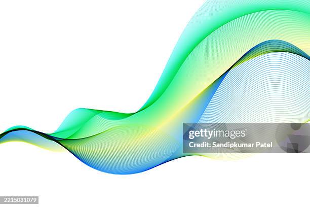 abstract colorful flowing wave lines isolated on white background. - radial data stock illustrations