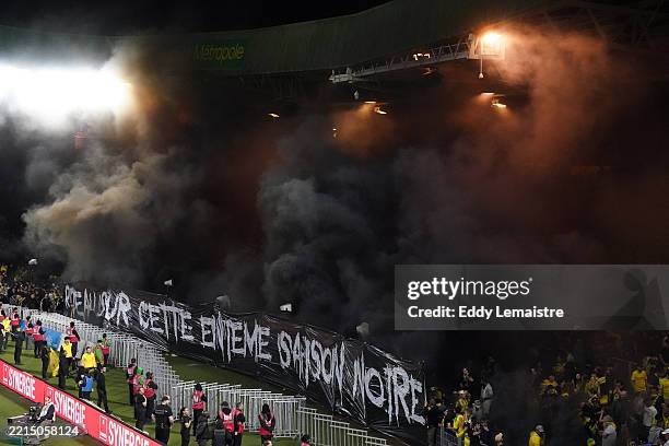 Fans of Nantes during the Ligue 1 McDonald's match between Nantes and Montpellier on May 17, 2025 at Stade de la Beaujoire in Nantes, France.