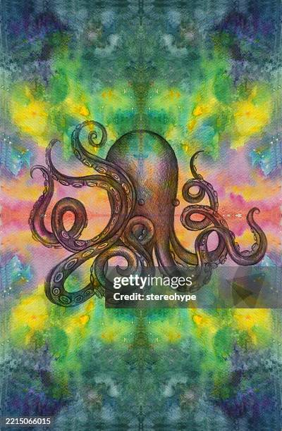 deep space octopus - veined octopus stock illustrations