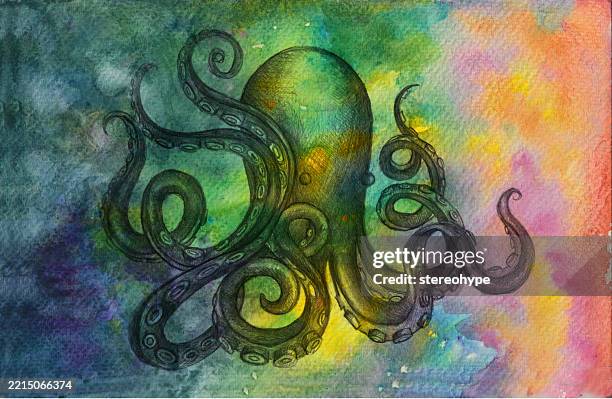 space octopus - deep forest stock illustrations