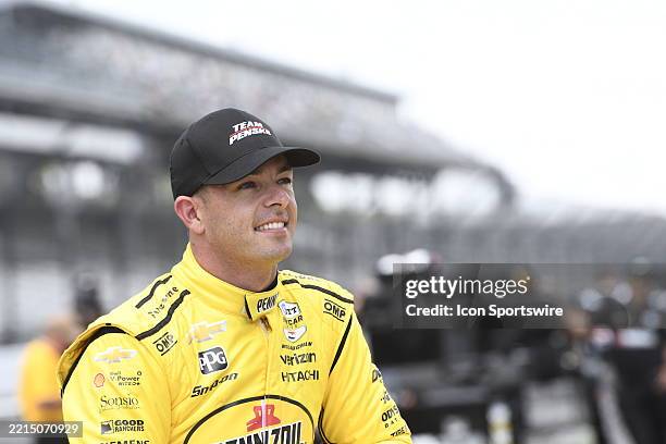 Scott McLaughlin driver sits in the pits with a smile on his face following his first time trials run, Saturday, May 17 in PPG Armed Forces...