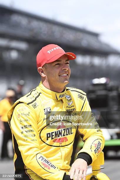 Scott McLaughlin driver sits in the pits following his first time trials run, Saturday, May 17 in PPG Armed Forces Qualifying for the NTT IndyCar...