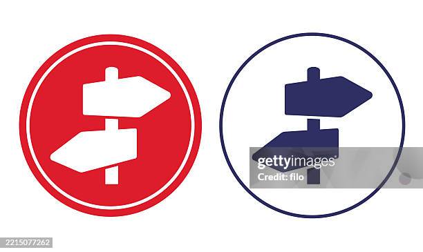 crossroads decision arrows direction signs - crossroads sign stock illustrations