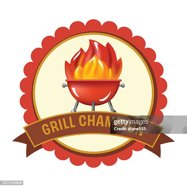 cute 3d bbq badge on a transparent background. - flames transparent background stock illustrations