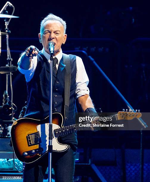 Bruce Springsteen performs during the first night of 'The Land of Hopes and Dreams' tour at Co-op Live on May 14, 2025 in Manchester, England.