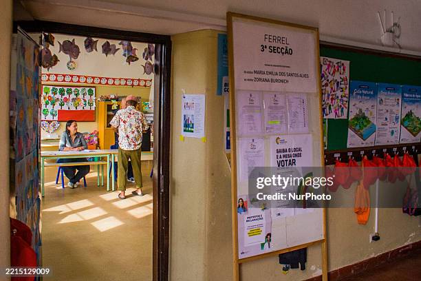 Portuguese citizens vote for candidates to the Portuguese Parliament in Portugal on June 18, 2025.The polling places open at 8 a.m. And close at 7...