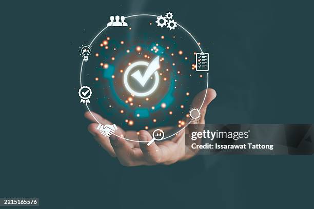 quality, standards, certification, control, and technology are illustrated in this business concept highlighting compliance and digital regulation systems - performance management system stock pictures, royalty-free photos & images