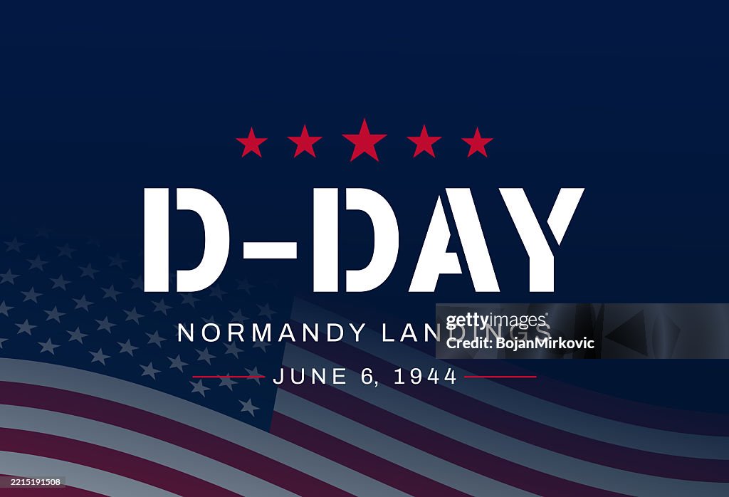 D-Day, Normandy landings poster, June 6. Vector