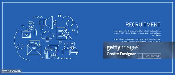 rekrutierungsbezogene vektorillustration. geschäft, mitarbeiter, karriere, job, kandidat - auszubildender stock-grafiken, -clipart, -cartoons und -symbole
