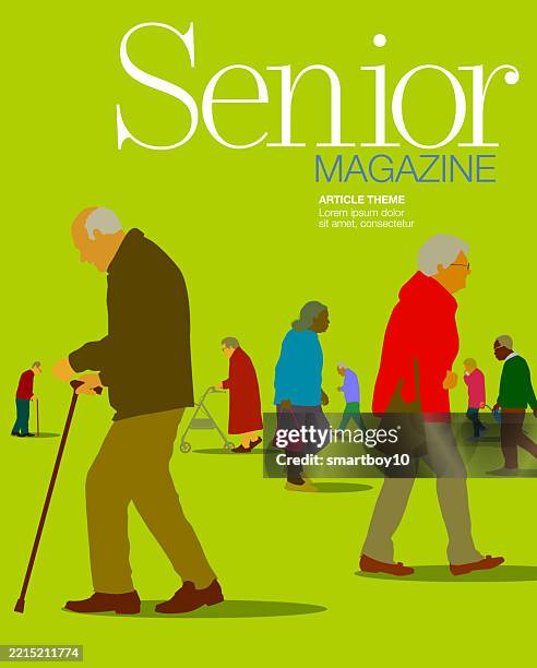 retirement themed magazine cover template - nursing home stock illustrations