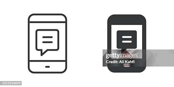 illustrazioni stock, clip art, cartoni animati e icone di tendenza di messaggio linea sottile e glifo icona solida. tratto modificabile e pixel perfetto isolato su sfondo trasparente - display