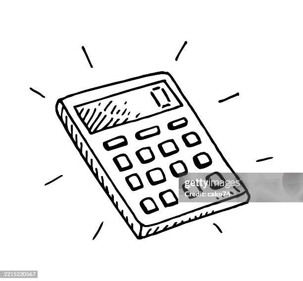 handgezeichneter taschenrechner - rechenmaschine stock-grafiken, -clipart, -cartoons und -symbole