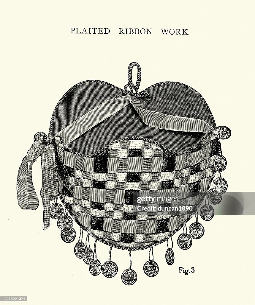 Victorian Ribbon Pattern Example Of Victorian Plaited Ribbon Work Vintage Illustration 1890s ...