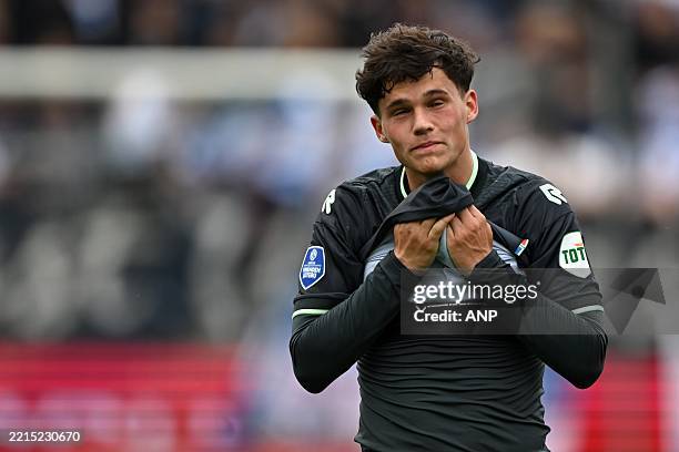 Thom van Bergen of FC Groningen is disappointed during the Dutch Eredivisie match between PEC Zwolle and FC Groningen at MAC3Park stadium on May 18,...