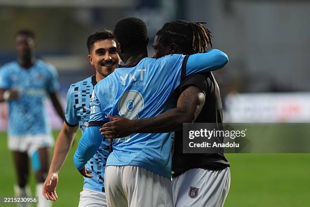 Olivier Michel Kemen of RAMS Basaksehir celebrates with teammates after scoring a goal during the Turkish Super Lig week 36 football match between...