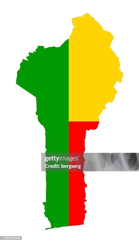 Benin Map with National Flag. Vector Illustration