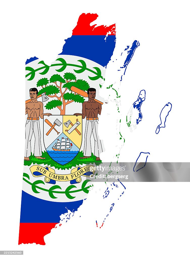 Belize Map with National Flag. Vector Illustration