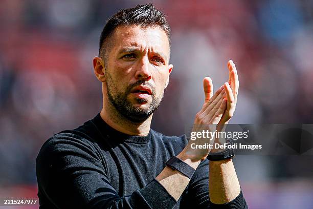 Amsterdam, Netherlands head coach Francesco Farioli of Ajax looks dejected during the Eredivisie match between AFC Ajax and FC Twente '65 at Johan...