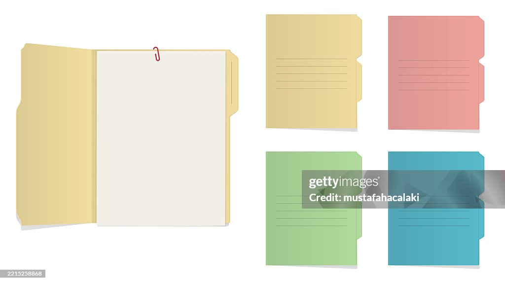 Document Folder Simple Simple Document Folders With Blank Page High-Res Vector Graphic - Getty ...