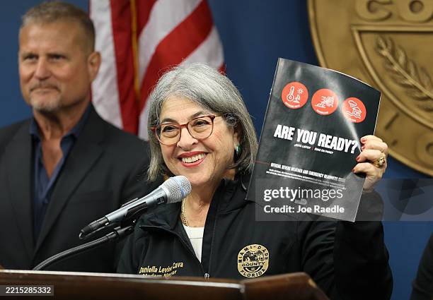 Miami-Dade County Mayor Daniella Levine Cava holds a press conference at the Emergency Operations Center on May 15, 2025 in Miami, Florida. Mayor...