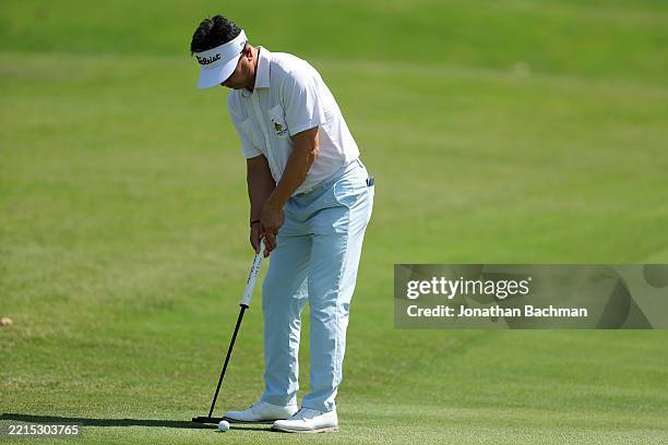 Yang of the Republic of Korea putts on the eighth green during the first round of the Regions Tradition 2025 at Greystone Golf and Country Club on...