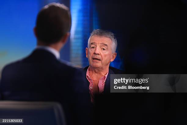 Michael O'Leary, chief executive officer of Ryanair Holdings Plc, during a Bloomberg Television interview in London, UK, on Monday, May 19, 2025....