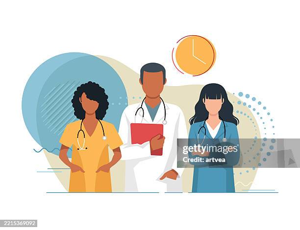 stockillustraties, clipart, cartoons en iconen met the concept of the medical team stock illustration - zorg