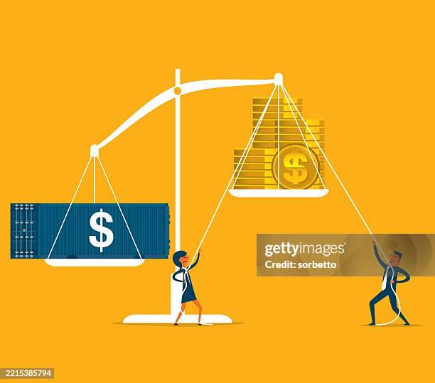 tariffs increasing - scales - inflation stock illustrations