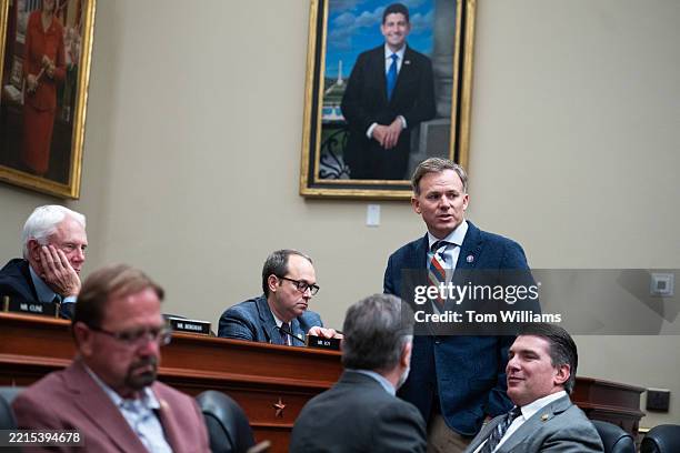 Rep. Blake Moore, R-Utah, standing at right, is seen during the House Budget Committee markup of the "Concurrent Resolution on the Budget for...