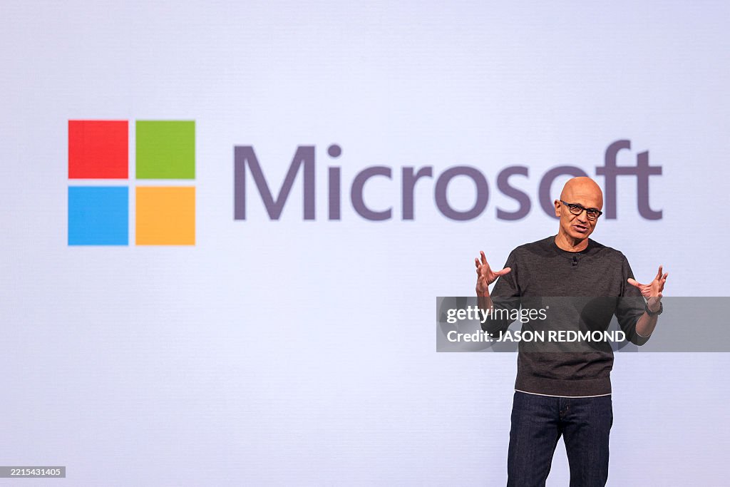 Ceo At Computer Microsoft Chairman and CEO Satya Nadella speaks at the Microsoft ...